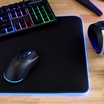 Gaming Desk Pad with LED RGB Lighting, Black 32", Rubber Anti-Slip Base