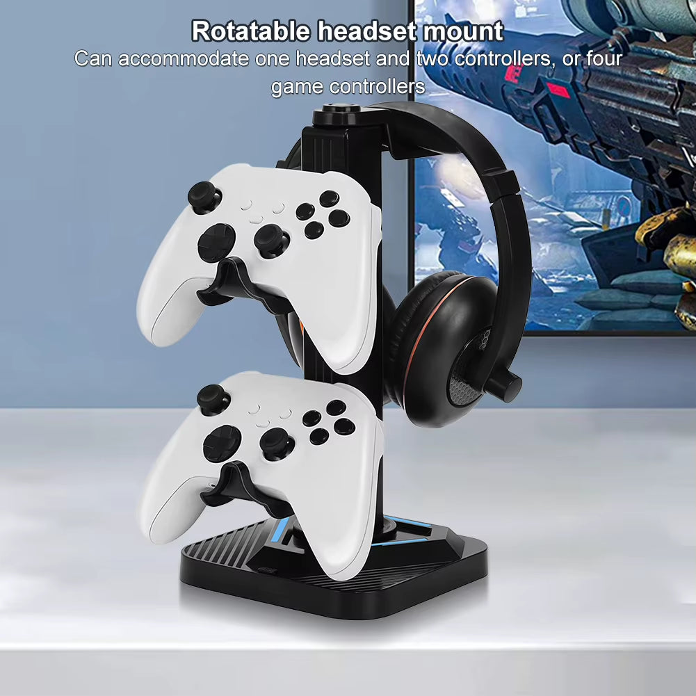 RGB Game Controller Holder 8 Lighting Effects Controller Stand with 3 USB Ports Display Rack for Switch PS Xbox Gamepad