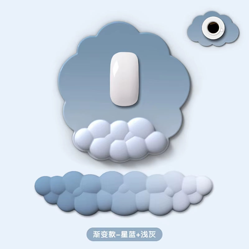 Ergonomic Mouse Pad Wrist Rest Waterproof Leather Office Wrist Rest Pad with Wings Design Keyboard Hand Rest