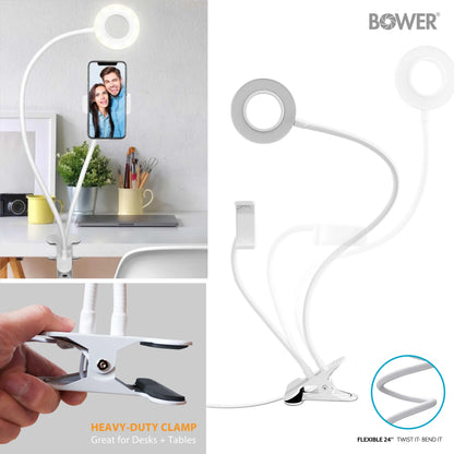 24-Inch Flexible LED Ring Light Desk Clip